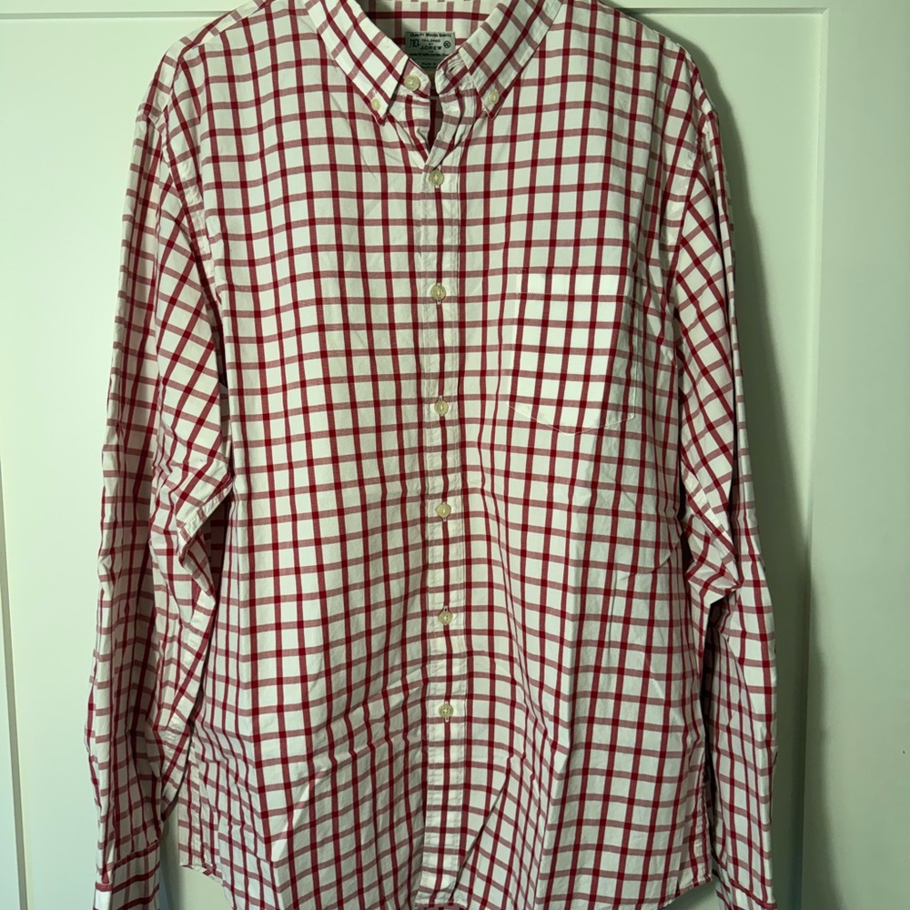 J. Crew Red and White Plaid Men's Shirt XL
